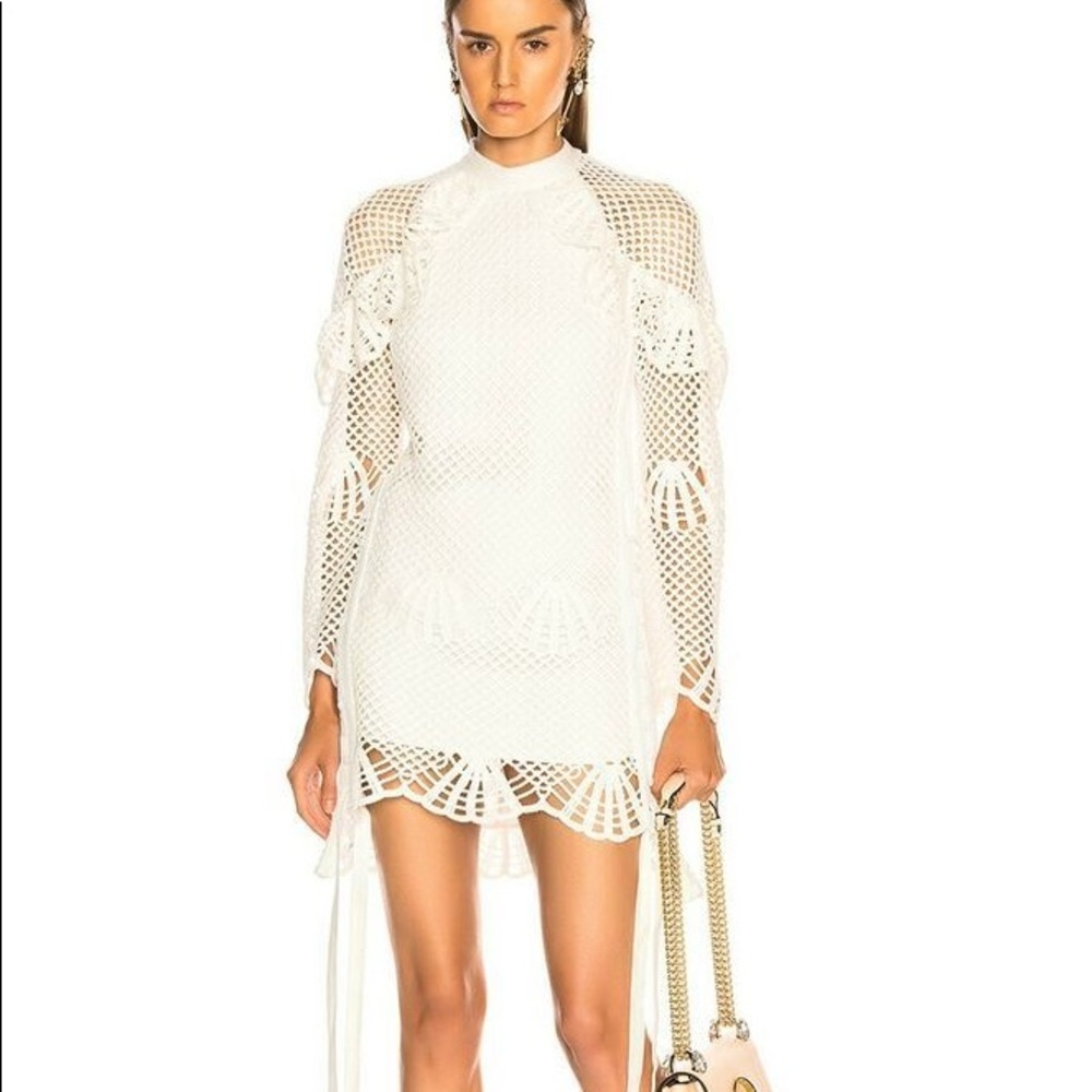 self-portrait Women's Mini Crochet Dress White
